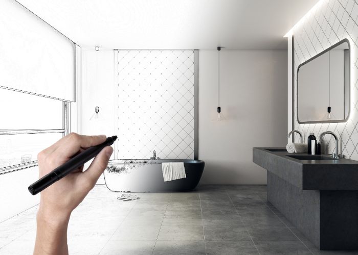 Designs for a new tub installation in Fort Worth.